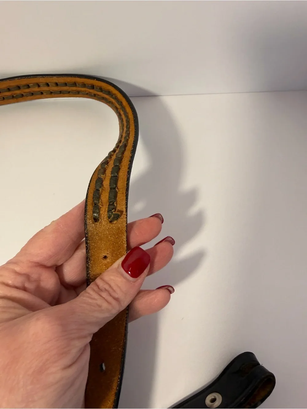 RM Mexico Vintage Black Hand-Laced Braided Leather Belt Strap Sz 36